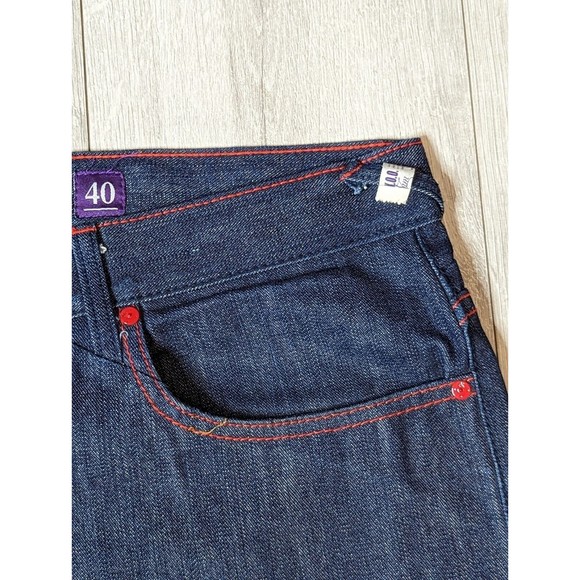 Akoo Brand 40x33 Dark Wash Red Stitching Straight Cut  Denim Jeans - Picture 4 of 12